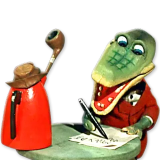 📝 94bd097b crocodile, anthropomorphe, dessin animé, vintage, personnage whatsapp sticker