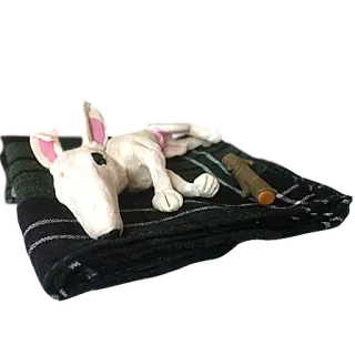 👌 37e45630 ブルテリア, 犬, ペット, 動物, 休憩, 毛布 telegram sticker