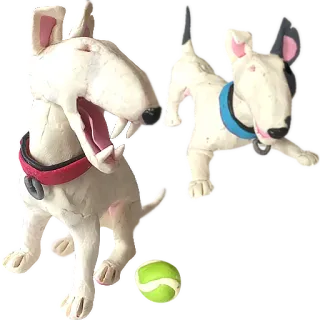 👫 ff35fbf2 犬, ブルテリア, 動物, ペット, 粘土, 彫刻, かわいい telegram sticker