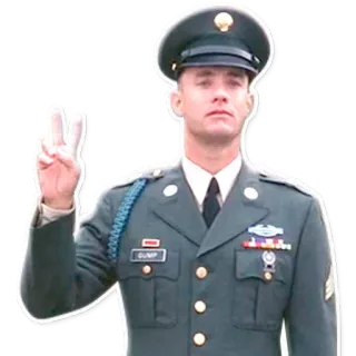 ✌ 7ca723b9 Forrest Gump GUMP Film, Militär, Uniform, Forrest Gump, Tom Hanks, Friedenszeichen telegram sticker