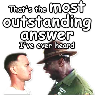 🌟 b04fb740 That's the most outstanding answer I've ever heard Film, Zitate, Armee, Forrest Gump, Drill Instructor telegram sticker