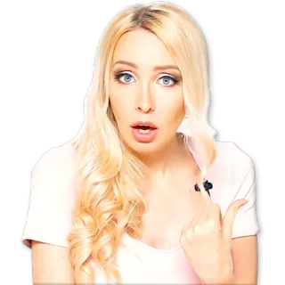 ⁉ 35d7bf20 wanita, pirang, jari tengah, gestur, menyinggung, potret, stiker whatsapp sticker