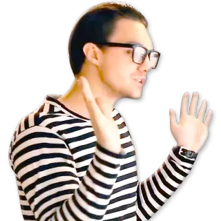 🙌 fa8ddb24 pria, potret, gestur, kacamata, garis-garis, kemeja, tangan whatsapp sticker