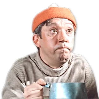 😲 3c2f211f man, orange hat, pot, eating, food, retro, vintage telegram sticker