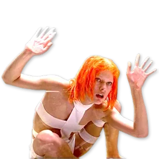 👀 735751a8 Leeloo The Fifth Element 莉露, 第五元素, 电影, 科幻, 橘色头发, 投降 telegram sticker