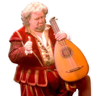 👍 13d30b5c Mann, Laute, Historisch, Daumen hoch, Musiker, Renaissance telegram sticker
