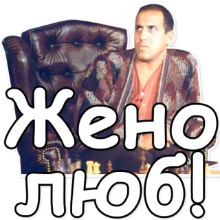 👑 37fb8b37 Женолюб! mężczyzna, krzesło, rosyjski, wyraz, siedzący, portret telegram sticker