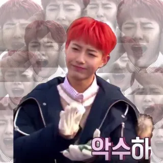 👏 b7767126 악수하 ภาษาเกาหลี, มีม, สีหน้า, คน, ผมแดง, จับมือ telegram sticker