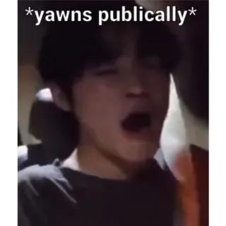 🥱 6948bca6 *yawns publically* Bostezo, Somnoliento, Cansado, Meme, Divertido, Público whatsapp sticker