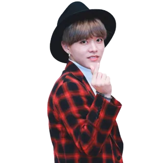 ❤️ 5c7cfdba person, portrait, hat, jacket, kpop, finger heart telegram sticker