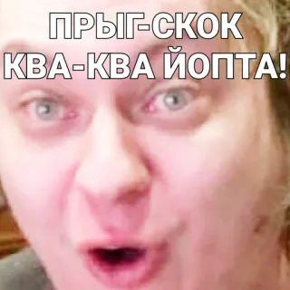 🙂 edc5ad27 ПРЫГ-СКОК
КВА-КВА ЙОПТА! faccia, meme, russo, divertente telegram sticker