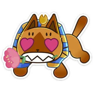 😍 9f78e04c cartone animato, gatto, egiziano, cuori, fiore, animale telegram sticker