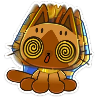 😵‍💫 bbf4e80a gatto, cartone animato, ipnotizzato, occhi a spirale, adesivo telegram sticker