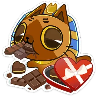 🍬 bef7a081 gatto, cioccolato, San Valentino, dolci, egizio, cartone animato telegram sticker