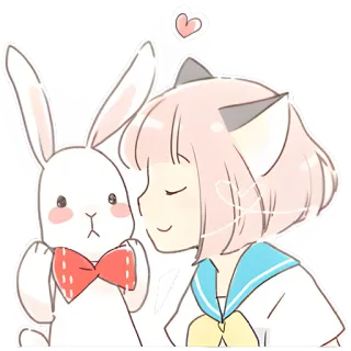 🥰 31820600 coelho, anime, adesivo, fofo, kawaii, orelhas de gato, coração telegram sticker