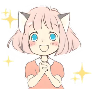 🥹 4564c30e Anime, Menina, Fofa, Orelhas de gato, Brilhos, Desenho animado telegram sticker