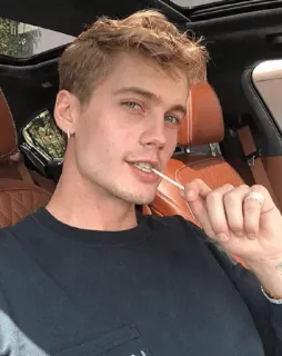 ➰ f5996d47 homem, retrato, selfie, masculino, loiro, pessoa, interior telegram sticker