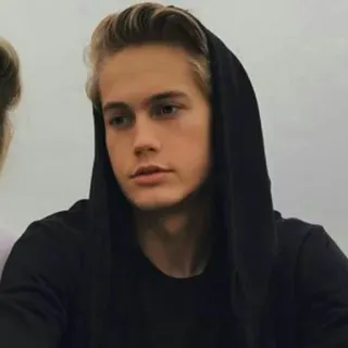 🌙 da2f1cce homme, sweat à capuche, cheveux blonds, portrait, jeune homme, décontracté, vêtements telegram sticker