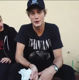 🍪 5116405d NIRVANA Person, Nirvana, schwarzes Shirt, Mode, Kleidung telegram sticker