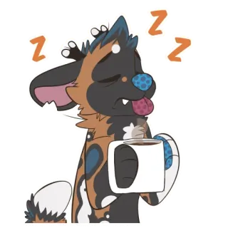 ☕️ 0b4165c1 Zzz tier, hund, müde, kaffee, zzz, erschöpft telegram sticker