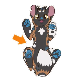 🔜 515909f6 Cartoon, Tier, Furry, Niedlich, Pfeil, Hund, Sitzend telegram sticker