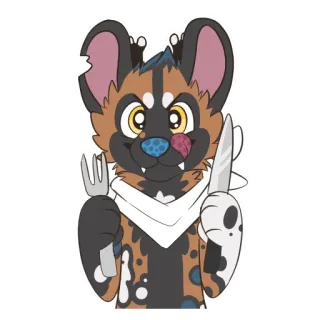 🔪 9cc666c8 tier, hund, anthropomorph, messer, gabel, essen, cartoon, figur telegram sticker