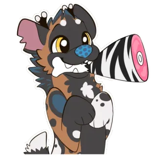 🍖 ffeaa389 Cartoon, Tier, Hund, Hyäne, Fleisch, Knochen, Süß, Illustration telegram sticker