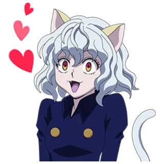 💖 6a5a90d8 Neferpitou Hunter x Hunter 动漫, 猫, 尼飞彼多, 全职猎人, 爱心, 可爱 telegram sticker