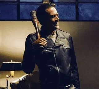 😏 887adb10 Negan The Walking Dead walking dead, negan, lucille, baseball bat, villain telegram sticker
