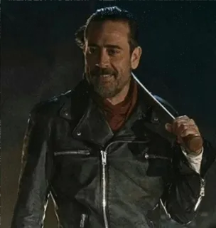 🙂 a64bf7ff Negan The Walking Dead baseball bat, villain, leather jacket, apocalypse, character telegram sticker