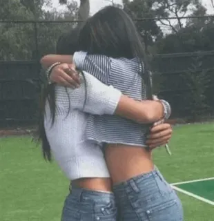 👭 47e897ab knuffel, vrienden, casual, meisjes, vriendschap, blij, vrouwen telegram sticker