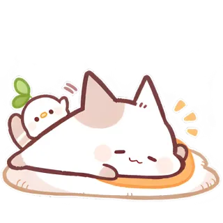 ☺️ 52ebe912 kucing, burung, lucu, mengantuk, kartun, kawaii telegram sticker