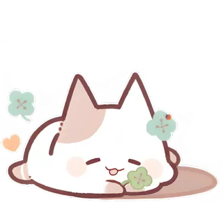 ☘ 616b1776 kucing, semanggi, beruntung, kawaii, imut, stiker, semanggi berdaun empat telegram sticker