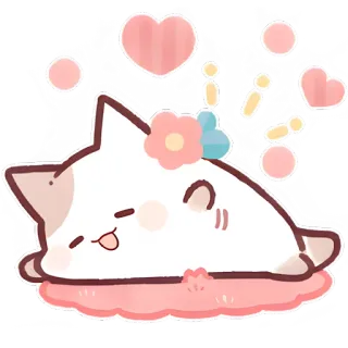 🫠 dc6451d4 kucing, lucu, kawaii, tidur, hati, hewan, stiker telegram sticker