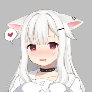 😥 3f62b232 anime, cat girl, kawaii, cute, blush, embarrassed telegram sticker