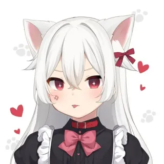 😜 e41b3a0e anime, cat girl, maid, hearts telegram sticker