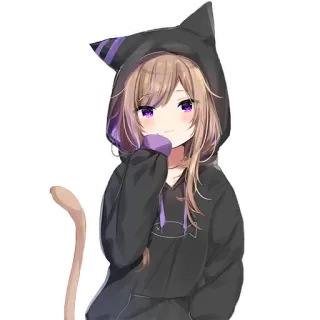 😅 07c513d7 อนิเมะ, สาวหูแมว, คาวาอิ, น่ารัก, เสื้อฮู้ด, มังงะ whatsapp sticker