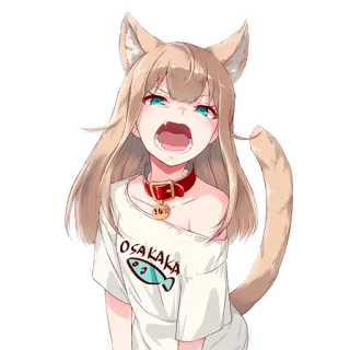 😡 e8c4ec36 OSAKAKA อนิเมะ, สาวหูแมว, มังงะ, น่ารัก, ผู้หญิง whatsapp sticker