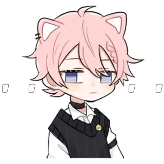 😑 ba2aa8b5 style anime, cheveux roses, oreilles de chat, collier ras du cou, mignon, kawaii, manga telegram sticker