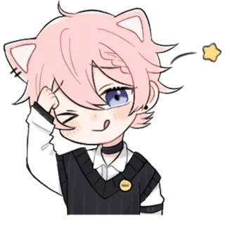 😋 bad53b74 Garçon animé, Kawaii, Autocollant, Mignon, Chibi, Oreilles de chat telegram sticker