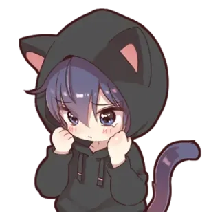 😨 f96b3094 猫, アニメ, キャラクター, パーカー, 耳, 尻尾 telegram sticker
