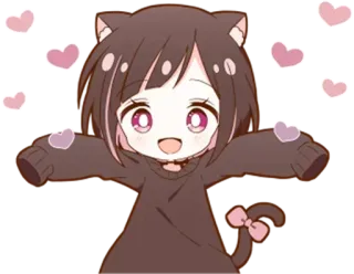 🌟 2a51b592 Animé, Kawaii, Mignon, Chat, Coeurs, Dessin animé whatsapp sticker