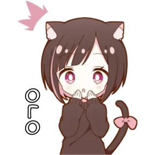 🌟 38d22238 OLO fille chat, animé, mignon, manga, autocollant, kawaii whatsapp sticker