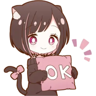 🌟 50fe396c OK fille anime, fille chat, ok, approbation, kawaii whatsapp sticker