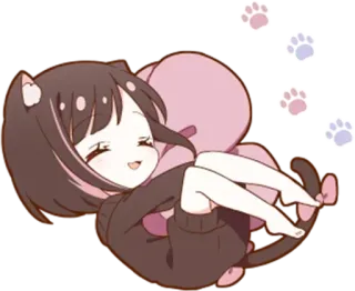🌟 70d7c310 fille chat, animé, mignon, kawaii, chibi, neko whatsapp sticker