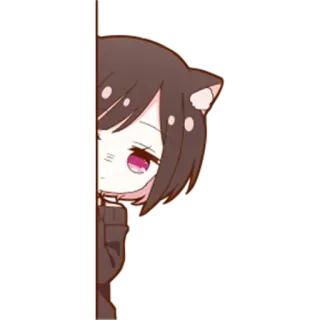 🌟 a22df7a4 Anime, Fille, Chat, Mignon, Kawaii, Caché, Dissimulé whatsapp sticker