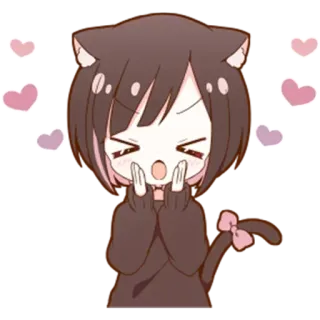 🌟 ac6b3db4 Anime, Kawaii, Fille chat, Mignon, Coeurs whatsapp sticker