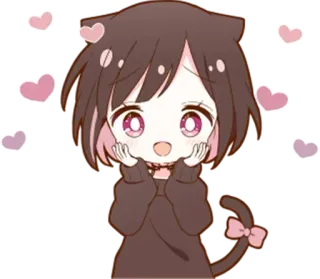 🌟 f2507478 Anime, Neko, Mignon, Coeurs, Kawaii, Manga whatsapp sticker