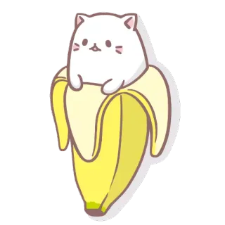 ⬜ 146e59fb Katze, Banane, süß, Kätzchen, kawaii, Frucht, Tier, Aufkleber telegram sticker