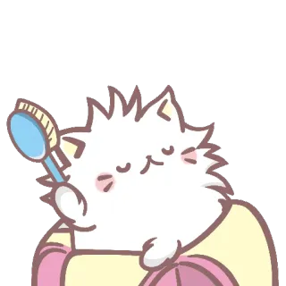 👸 622ca80f Katze, Tier, süß, Haare bürsten, Cartoon, kawaii telegram sticker